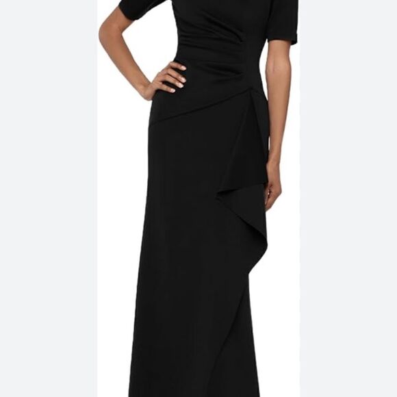 XSCAPE Black SCUBA Ruched NWT Size 16 - Picture 4 of 15